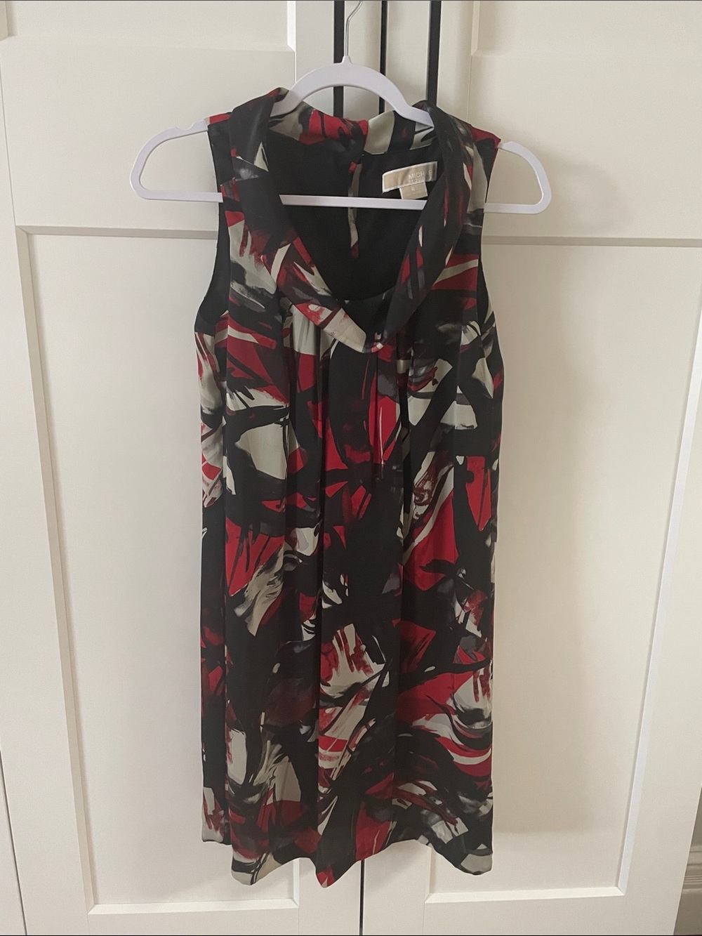 Michael Kors Black & Red Abstract Print Sleeveless Dress Sz 4
